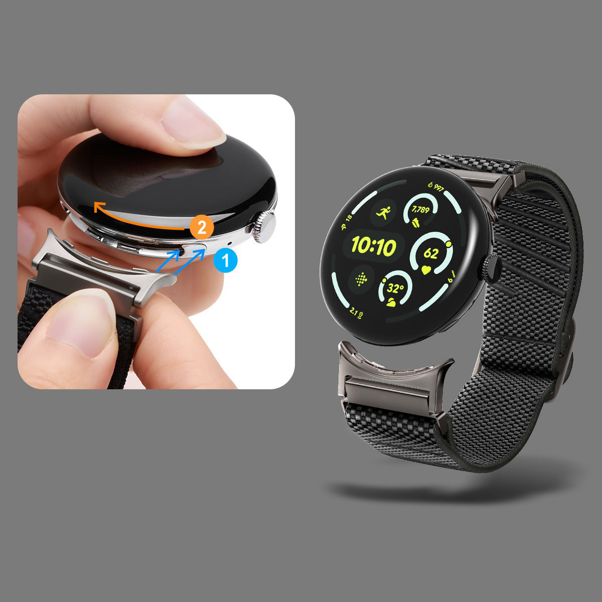 Armband für Pixel Watch 4 / 3 / 2 / 1 41 mm, Spigen Lite Fit X V2, Schwarz