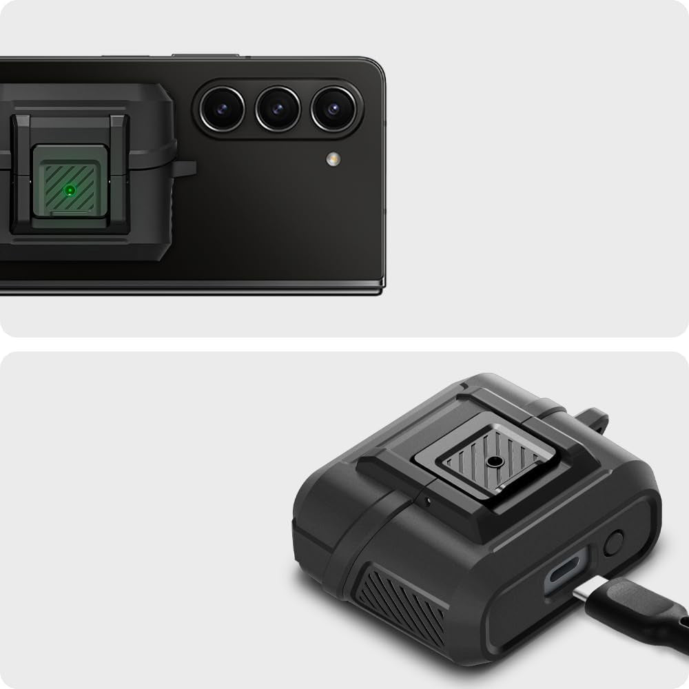 Schutzhülle für Galaxy Buds 3 / 3 Pro, Spigen Lock Fit, Matt Schwarz