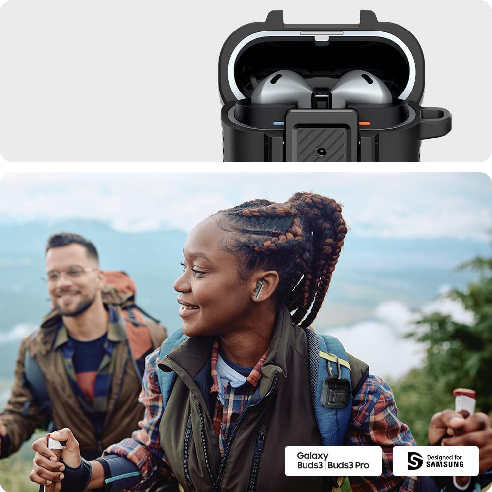 Schutzhülle für Galaxy Buds 3 / 3 Pro, Spigen Lock Fit, Matt Schwarz
