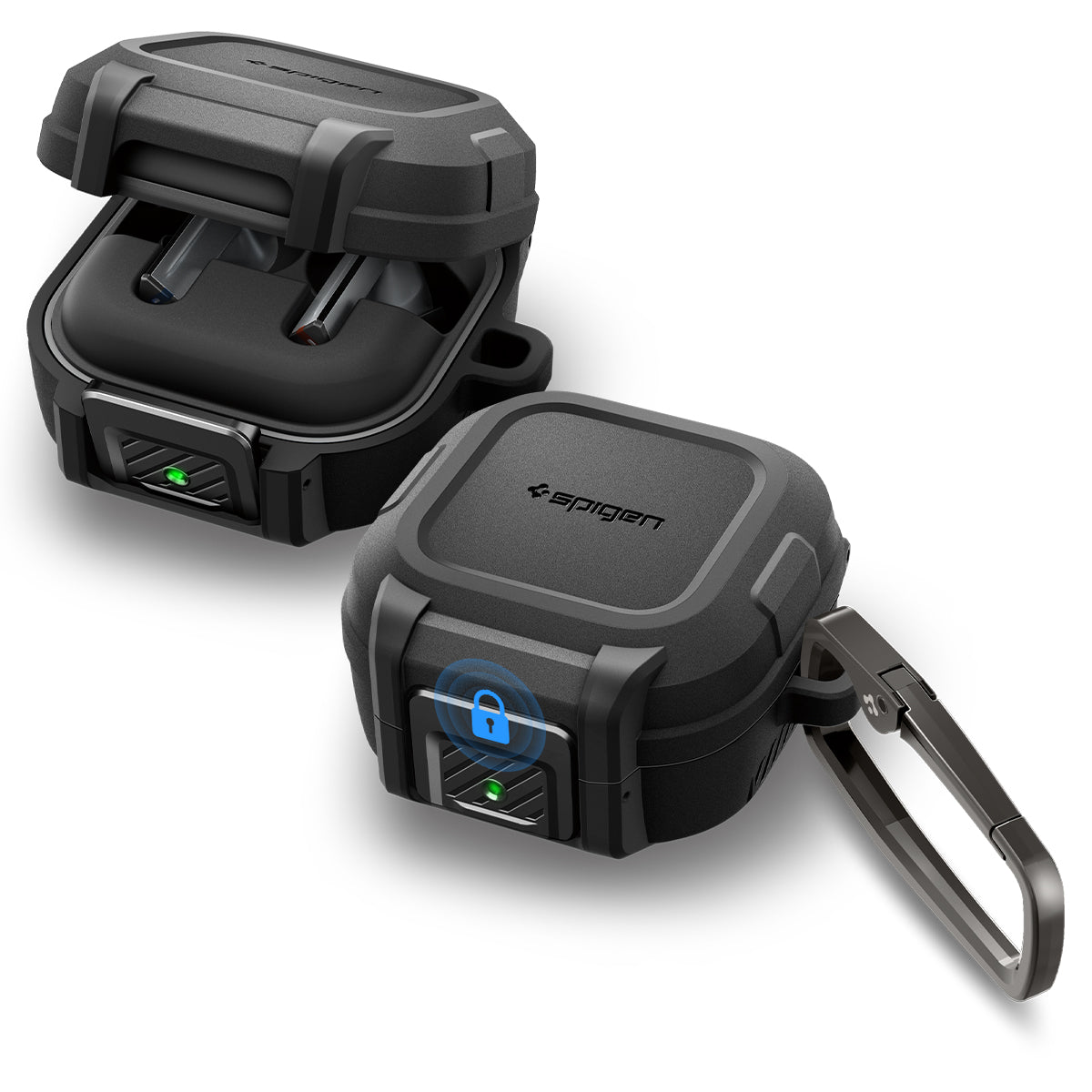 Hülle für Galaxy Buds 4 / 4 Pro, Spigen Lock Fit, Matt Schwarz