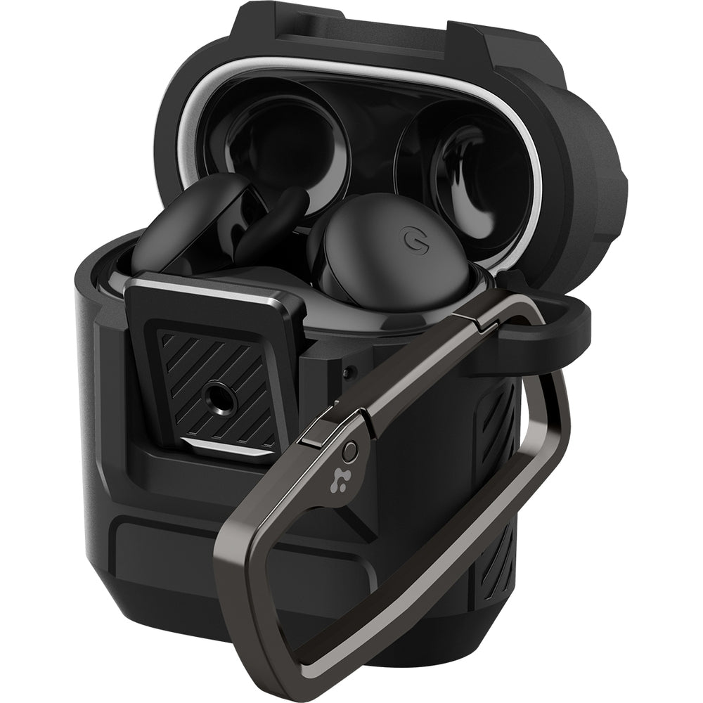 Hülle für Google Pixel Buds 2a, Spigen Lock Fit, Matt Schwarz