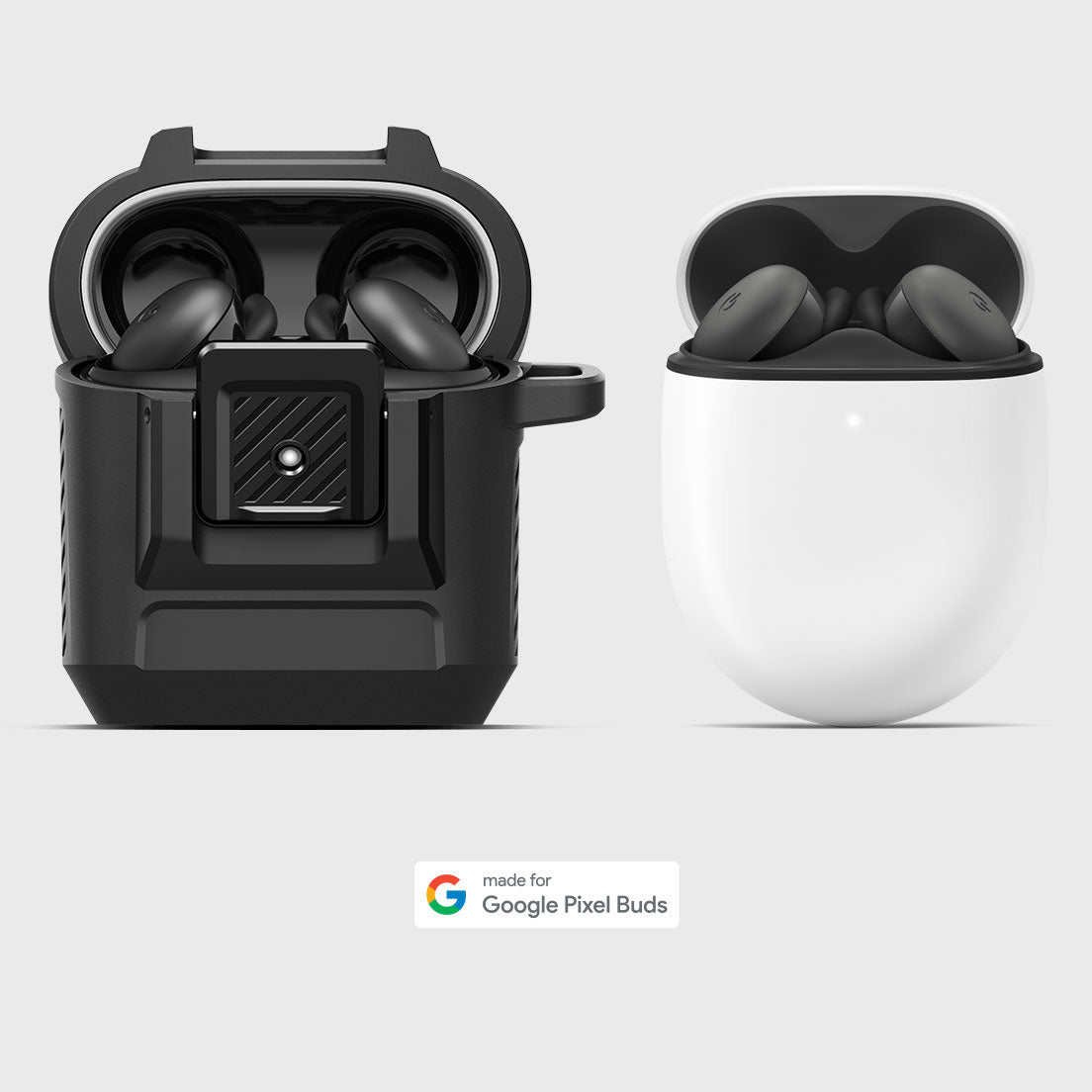 Hülle für Google Pixel Buds 2a, Spigen Lock Fit, Matt Schwarz