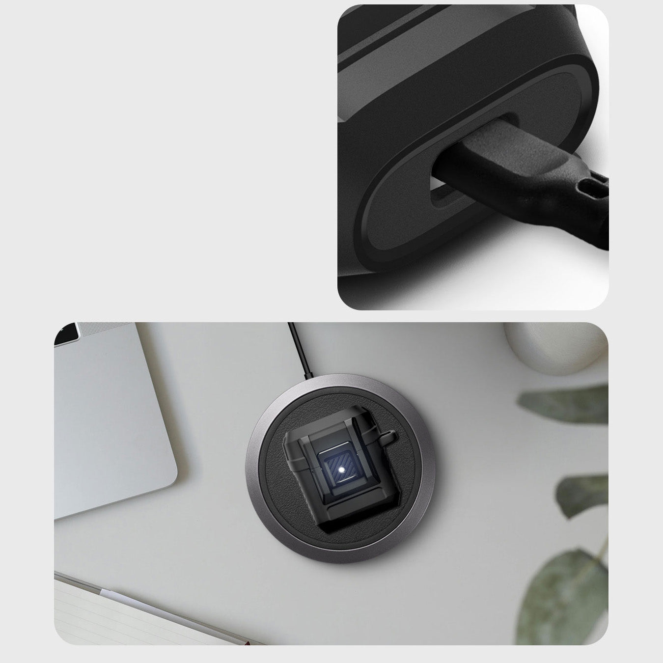 Hülle für Google Pixel Buds 2a, Spigen Lock Fit, Matt Schwarz