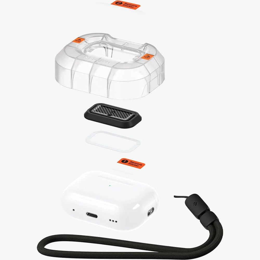 Verschluss für Hülle Spigen Lock Fit M für AirPods Pro 2 / 1, Karbon-Muster