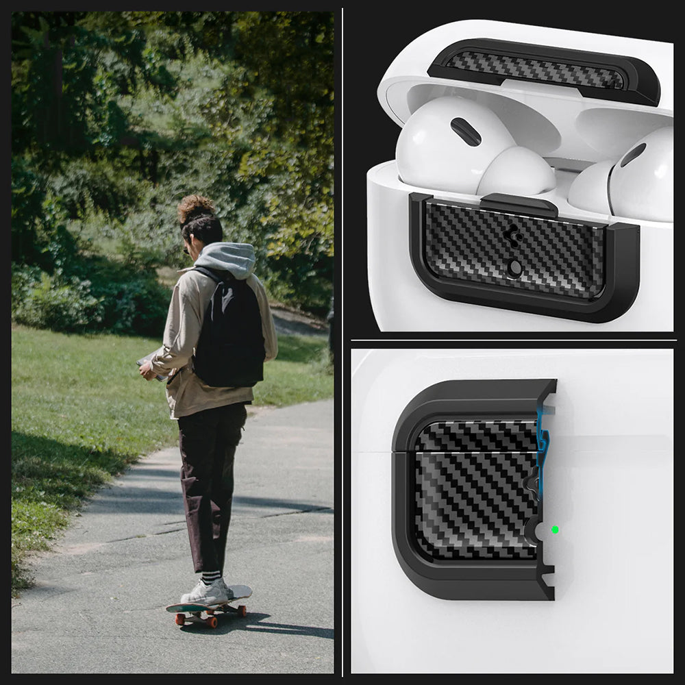 Verschluss für Hülle Spigen Lock Fit M für AirPods Pro 2 / 1, Karbon-Muster