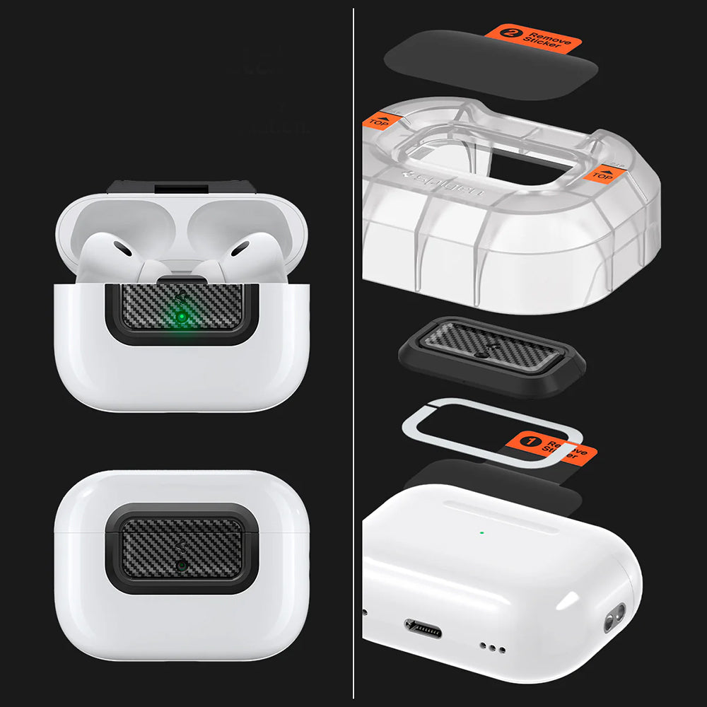 Verschluss für Hülle Spigen Lock Fit M für AirPods Pro 2 / 1, Karbon-Muster