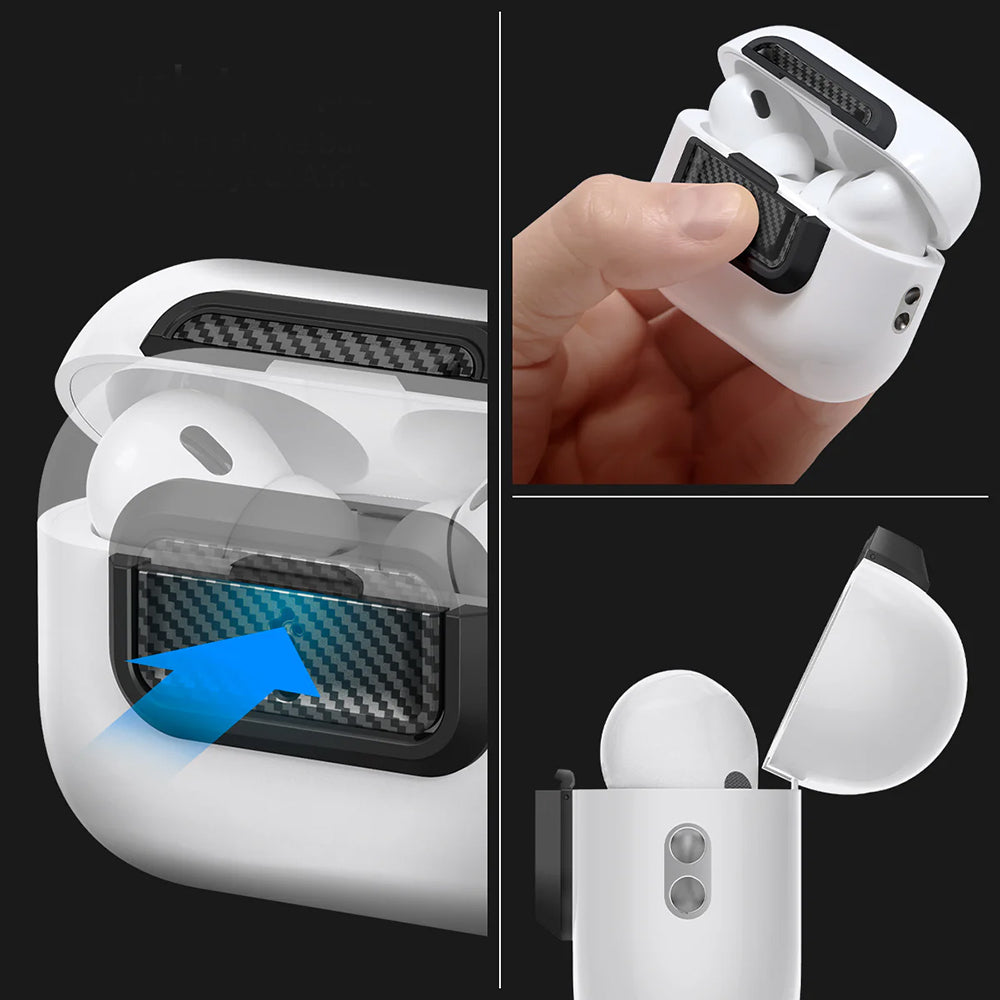 Verschluss für Hülle Spigen Lock Fit M für AirPods Pro 2 / 1, Karbon-Muster