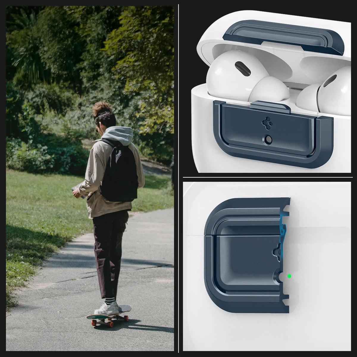 Verschluss für Hülle Spigen Lock Fit M für AirPods Pro 2 / 1, Dunkelblau