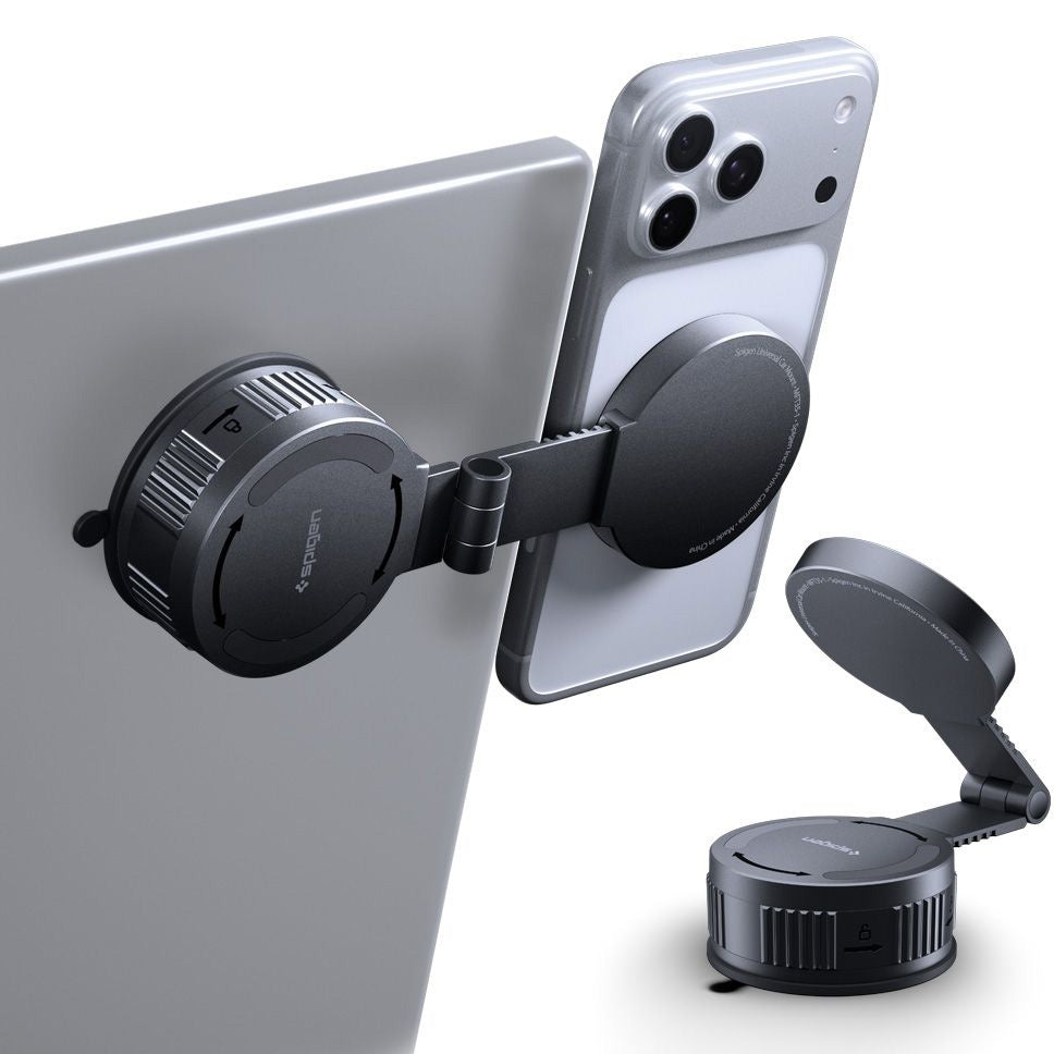 Magnetische Autohalterung für MagSafe, für Armaturenbrett, Windschutzscheibe oder Fahrzeugdisplay, Spigen MFT35-1 Magnetic, Schwarz