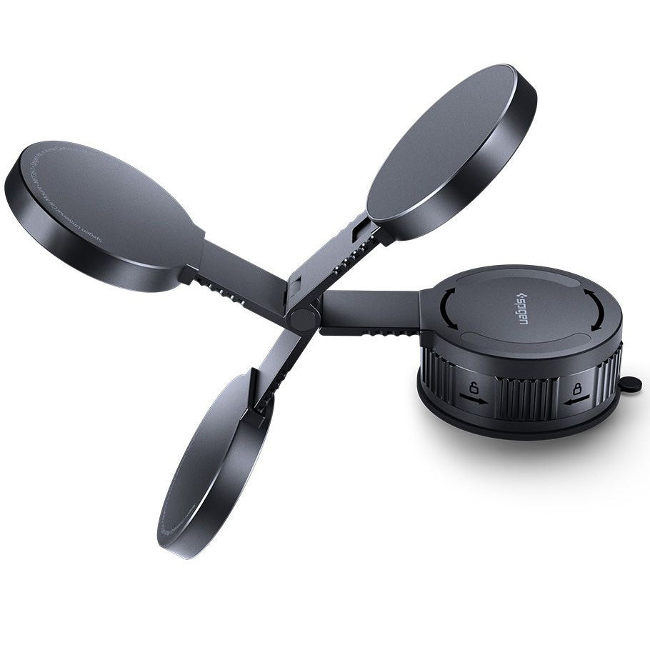 Magnetische Autohalterung für MagSafe, für Armaturenbrett, Windschutzscheibe oder Fahrzeugdisplay, Spigen MFT35-1 Magnetic, Schwarz