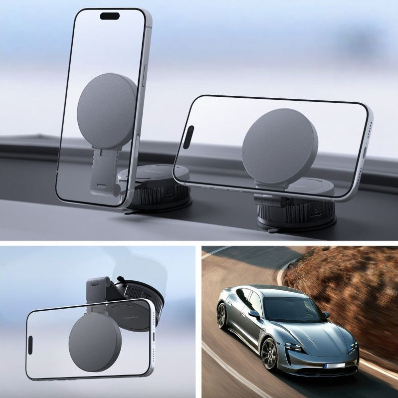Magnetische Autohalterung für MagSafe, für Armaturenbrett, Windschutzscheibe oder Fahrzeugdisplay, Spigen MFT35-1 Magnetic, Schwarz