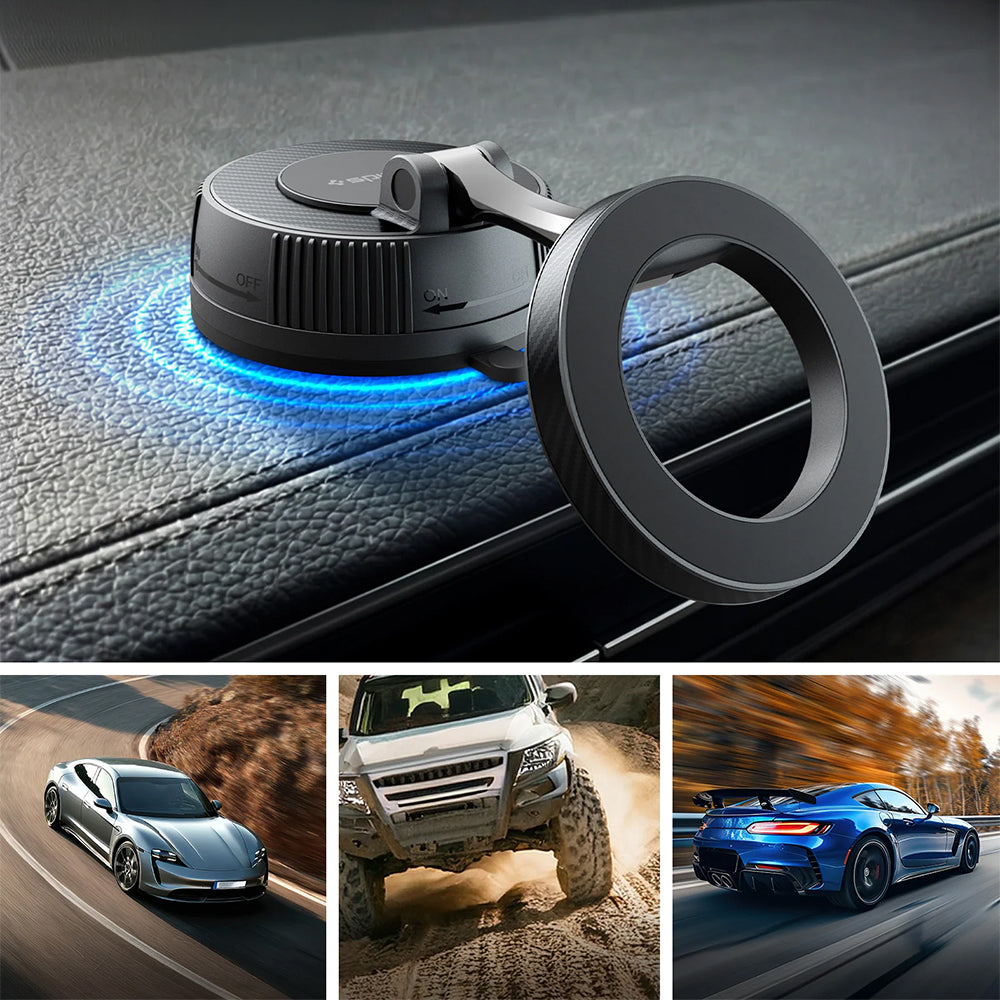 Magnetische Autohalterung für MagSafe, für Armaturenbrett / Windschutzscheibe, Spigen MFT36, Schwarz