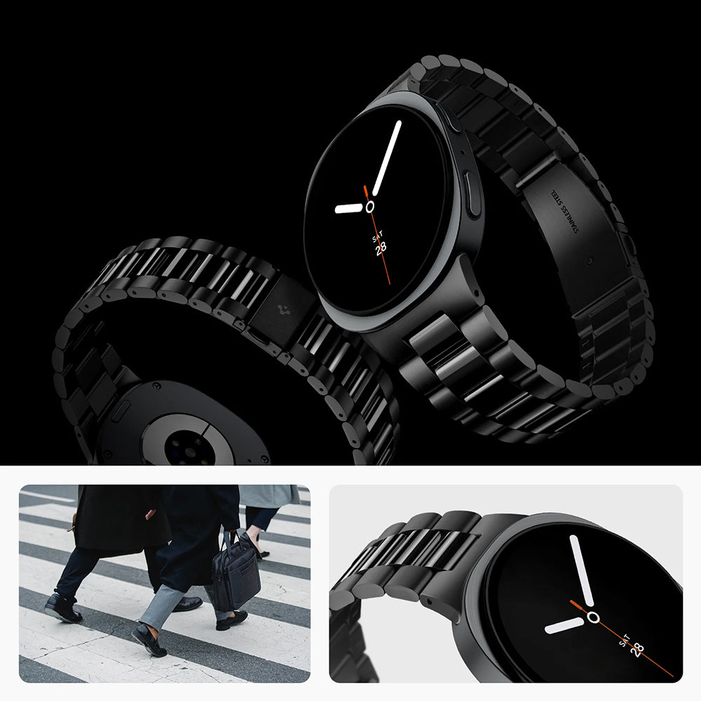 Armband für Samsung Samsung Galaxy Watch 9 40 mm / 44 mm / 8 40 mm / 44 mm / 8 Classic 46 mm, Spigen Modern Fit 316L, Schwarz