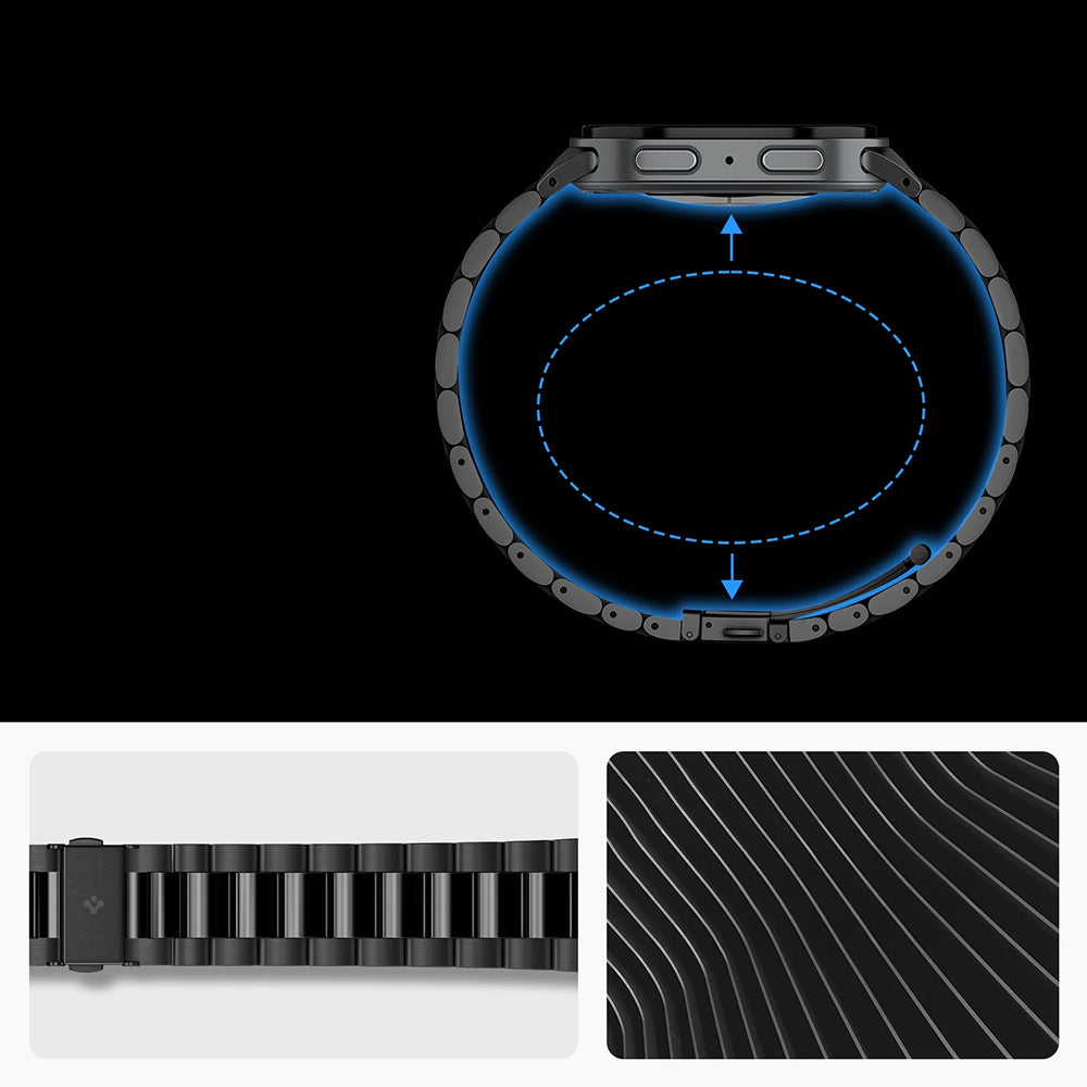 Armband für Samsung Samsung Galaxy Watch 9 40 mm / 44 mm / 8 40 mm / 44 mm / 8 Classic 46 mm, Spigen Modern Fit 316L, Schwarz