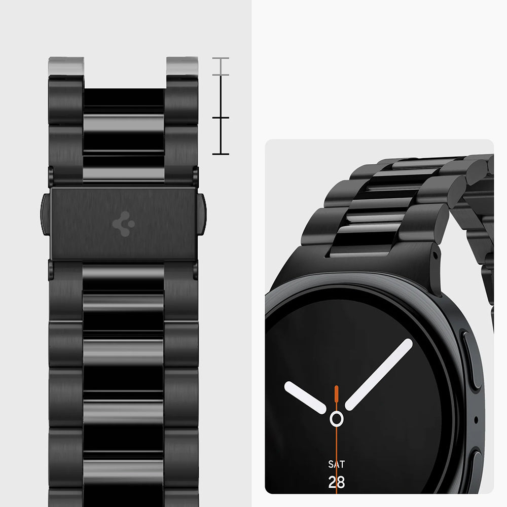 Armband für Samsung Samsung Galaxy Watch 9 40 mm / 44 mm / 8 40 mm / 44 mm / 8 Classic 46 mm, Spigen Modern Fit 316L, Schwarz