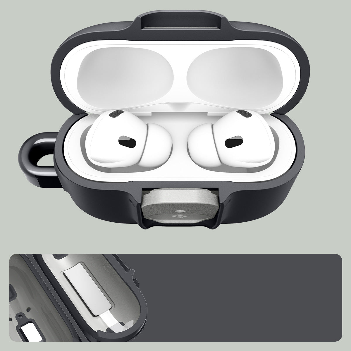 Hülle für Apple AirPods Pro 3, Spigen Nano Pop, Schwarz-Grau