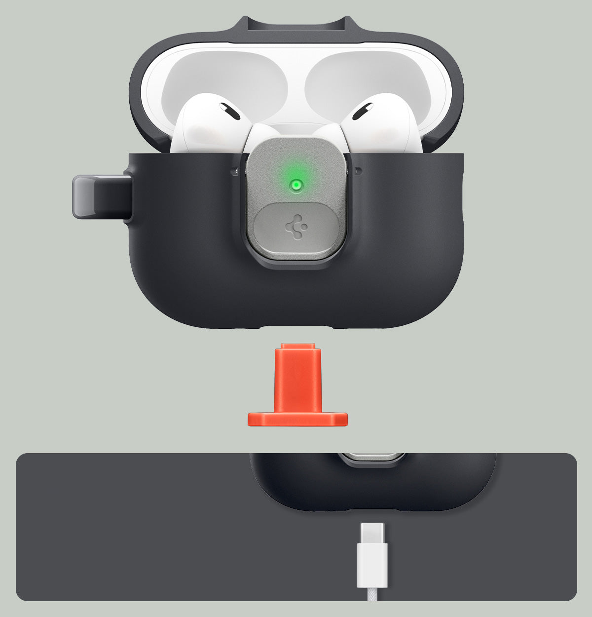 Hülle für Apple AirPods Pro 3, Spigen Nano Pop, Schwarz-Grau
