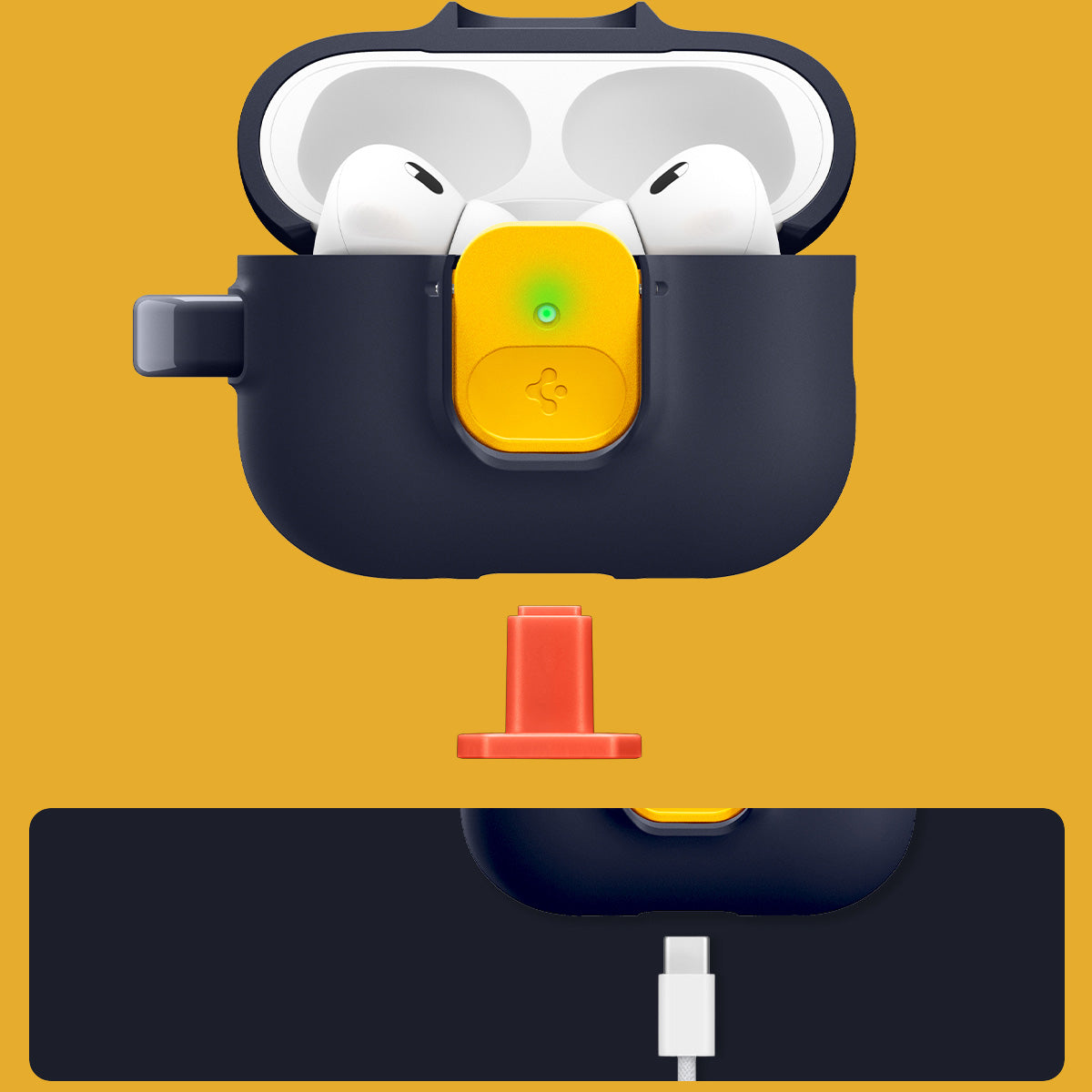 Hülle für Apple AirPods Pro 3, Spigen Nano Pop, Dunkelblau-Gelb
