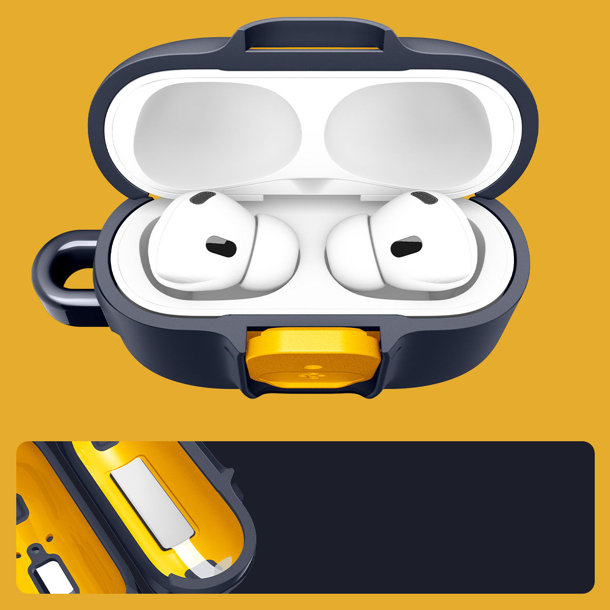 Hülle für Apple AirPods Pro 3, Spigen Nano Pop, Dunkelblau-Gelb