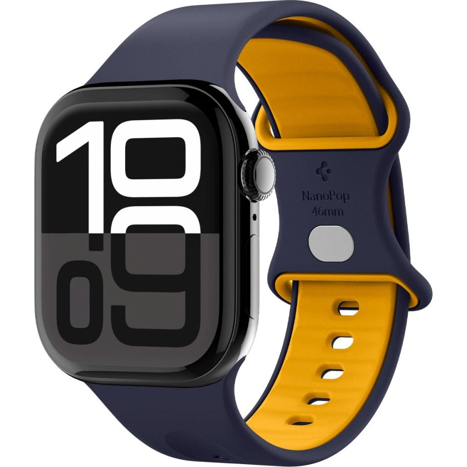 Armband für Apple Watch 49/46/45/44 mm, Spigen Nano Pop, Dunkelblau-Gelb