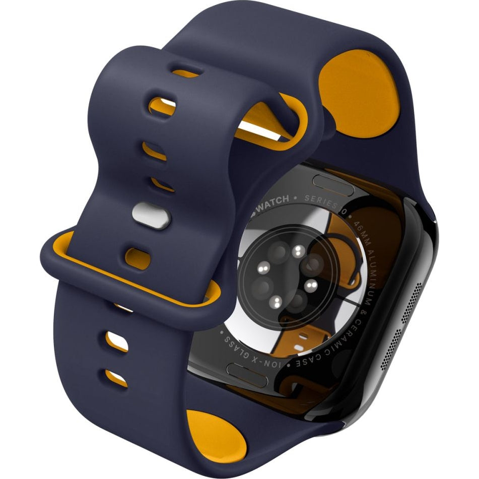 Armband für Apple Watch 49/46/45/44 mm, Spigen Nano Pop, Dunkelblau-Gelb