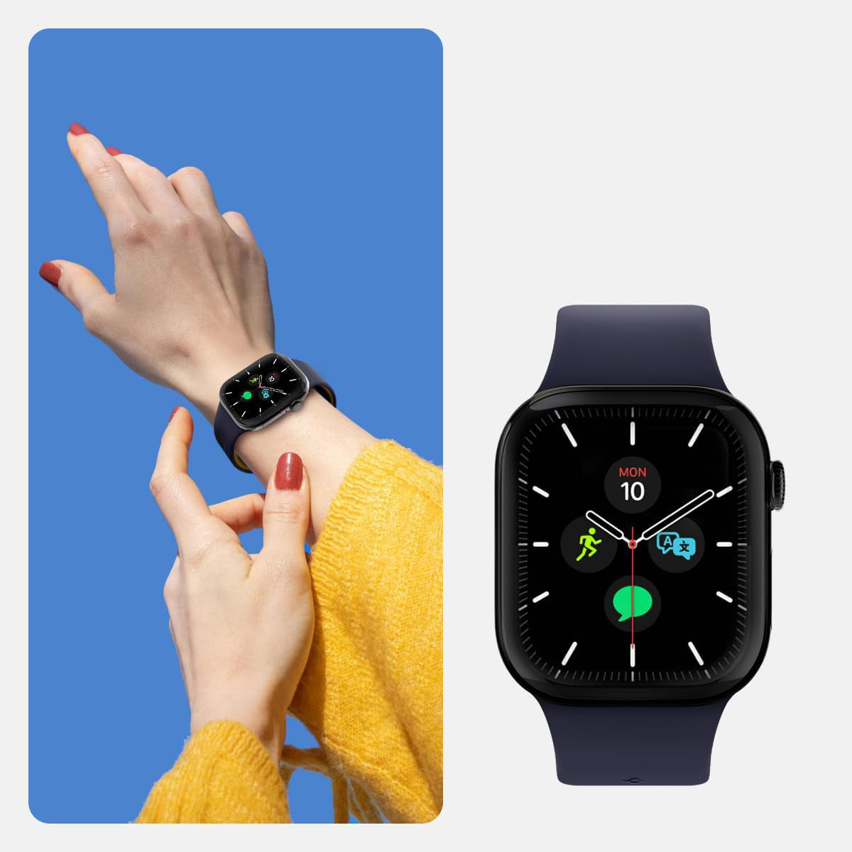 Armband für Apple Watch 49/46/45/44 mm, Spigen Nano Pop, Dunkelblau-Gelb