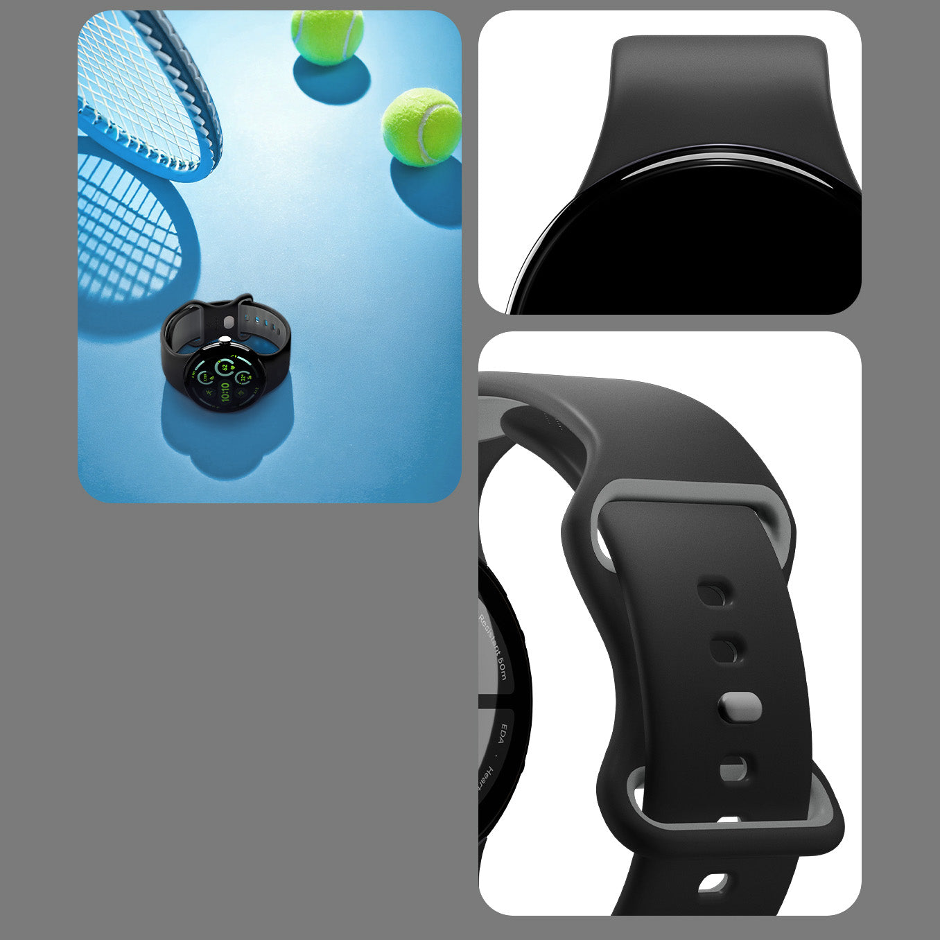 Armband für Pixel Watch 4/3/2/1 (41 mm), Spigen Nano Pop, Schwarz-Grau