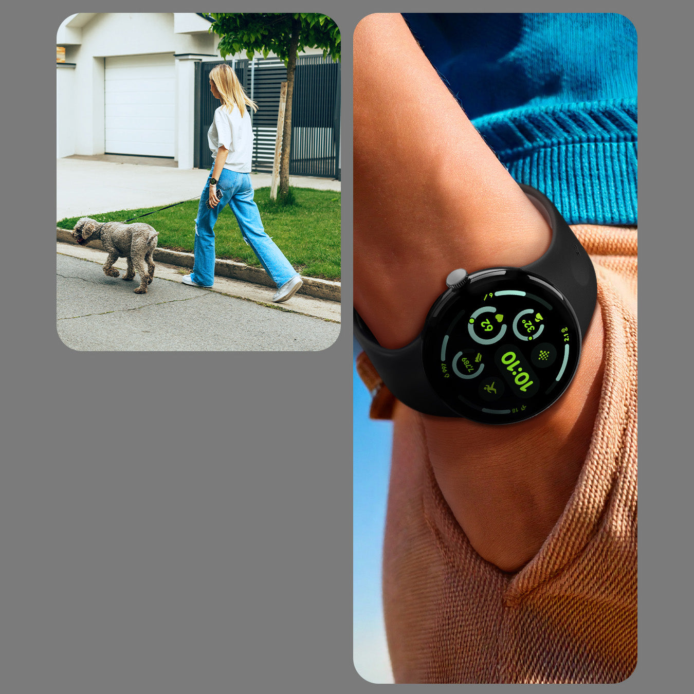 Armband für Pixel Watch 4/3/2/1 (41 mm), Spigen Nano Pop, Schwarz-Grau