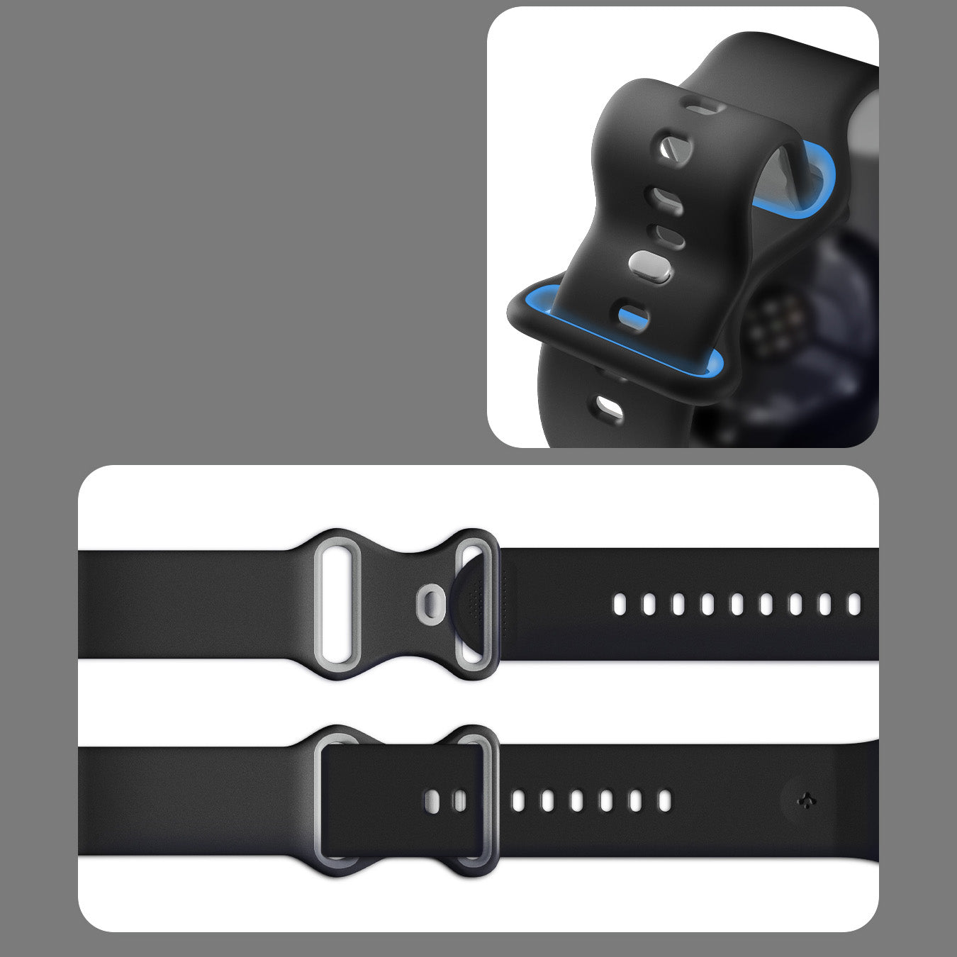 Armband für Pixel Watch 4/3/2/1 (41 mm), Spigen Nano Pop, Schwarz-Grau