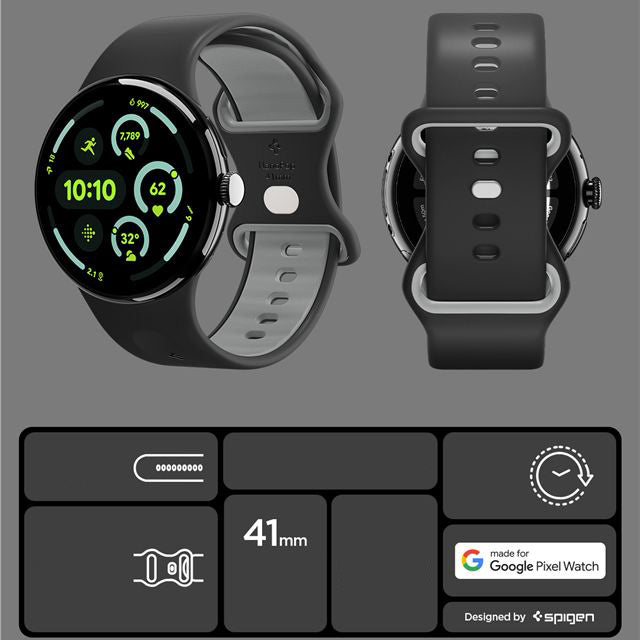 Armband für Pixel Watch 4/3/2/1 (41 mm), Spigen Nano Pop, Schwarz-Grau