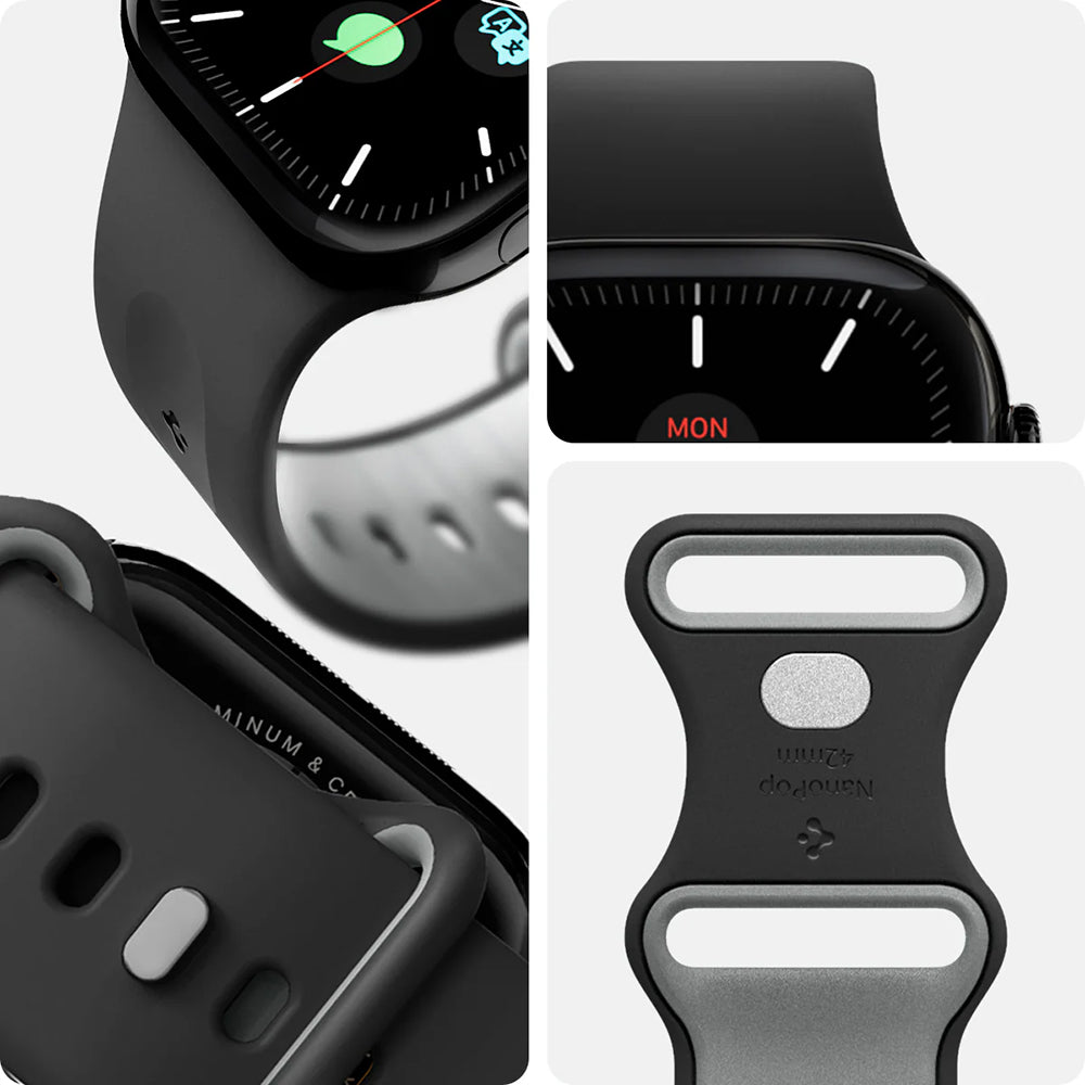 Armband für Apple Watch 42/41/40/38mm, Spigen Nano Pop, Schwarz-Grau