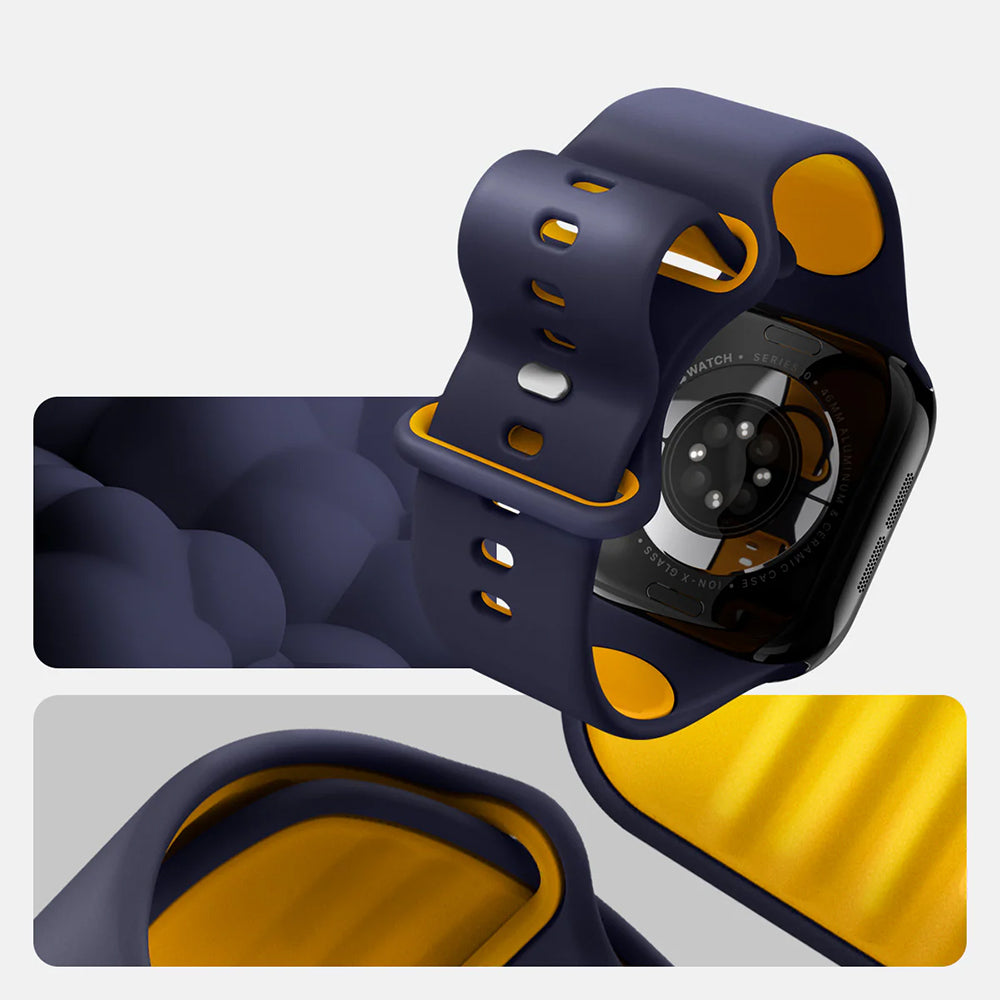 Armband für Apple Watch 42/41/40/38mm, Spigen Nano Pop, Dunkelblau-Gelb