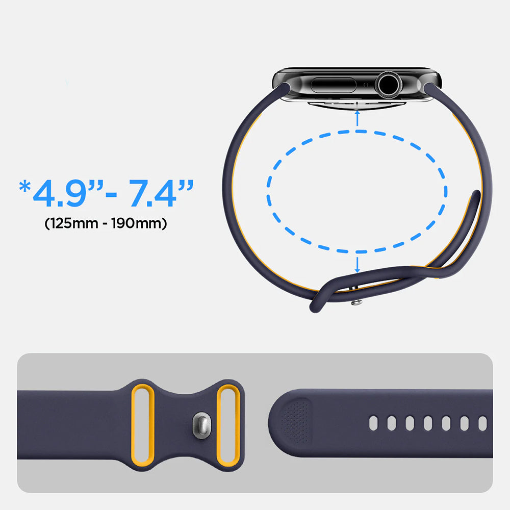 Armband für Apple Watch 42/41/40/38mm, Spigen Nano Pop, Dunkelblau-Gelb