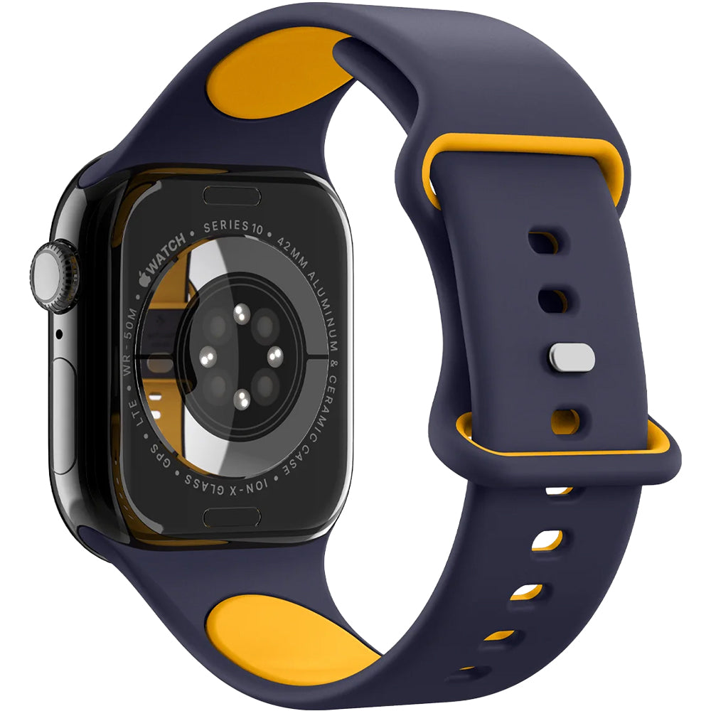 Armband für Apple Watch 42/41/40/38mm, Spigen Nano Pop, Dunkelblau-Gelb