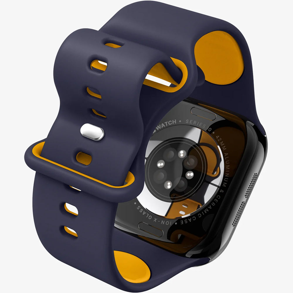 Armband für Apple Watch 42/41/40/38mm, Spigen Nano Pop, Dunkelblau-Gelb