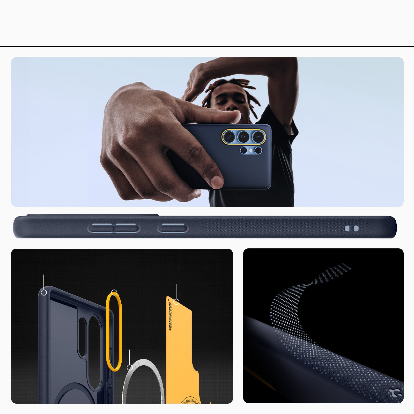 Handyhülle für Galaxy S25 Ultra, Spigen Nano Pop Mag mit MagSafe, Dunkelblau und Gelb