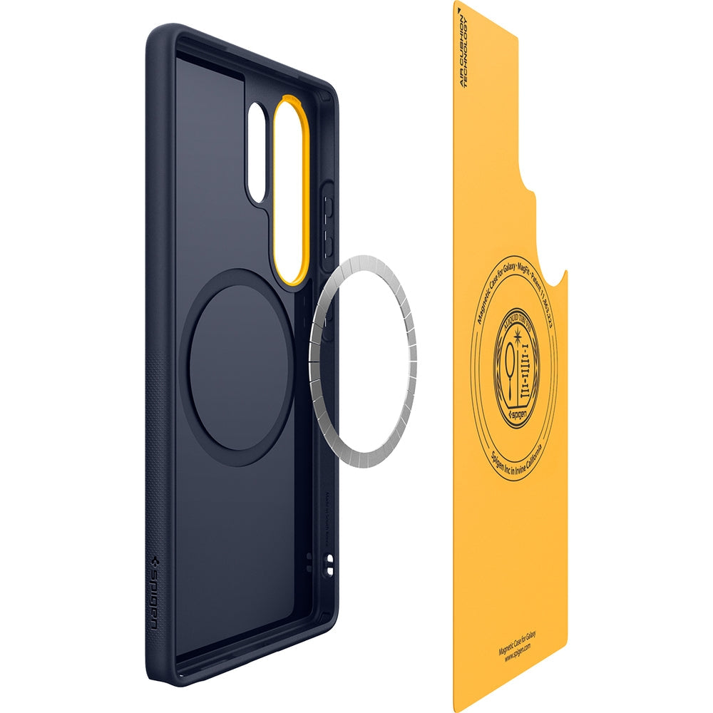 Handyhülle für Galaxy S25 Ultra, Spigen Nano Pop Mag mit MagSafe, Dunkelblau und Gelb