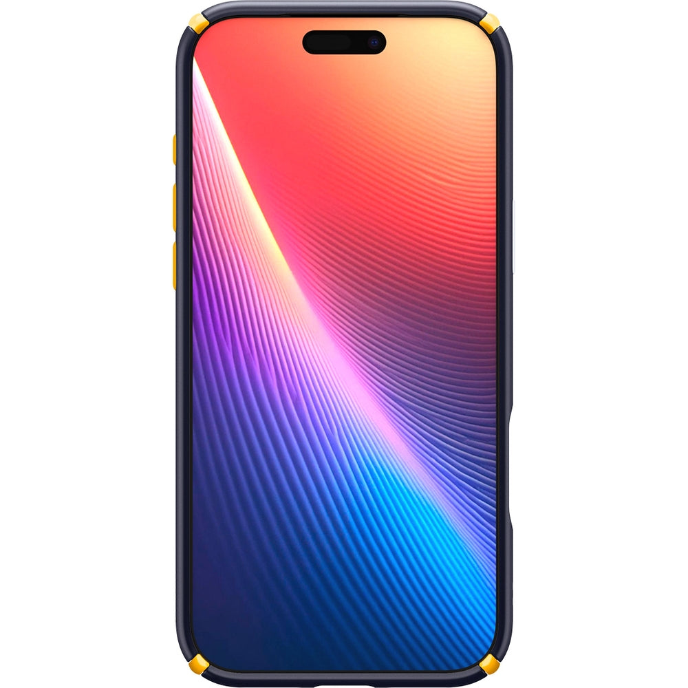 Handyhülle für iPhone 17 Pro, Spigen Nano Pop Hybrid Mag mit MagSafe, Dunkelblau-Gelb