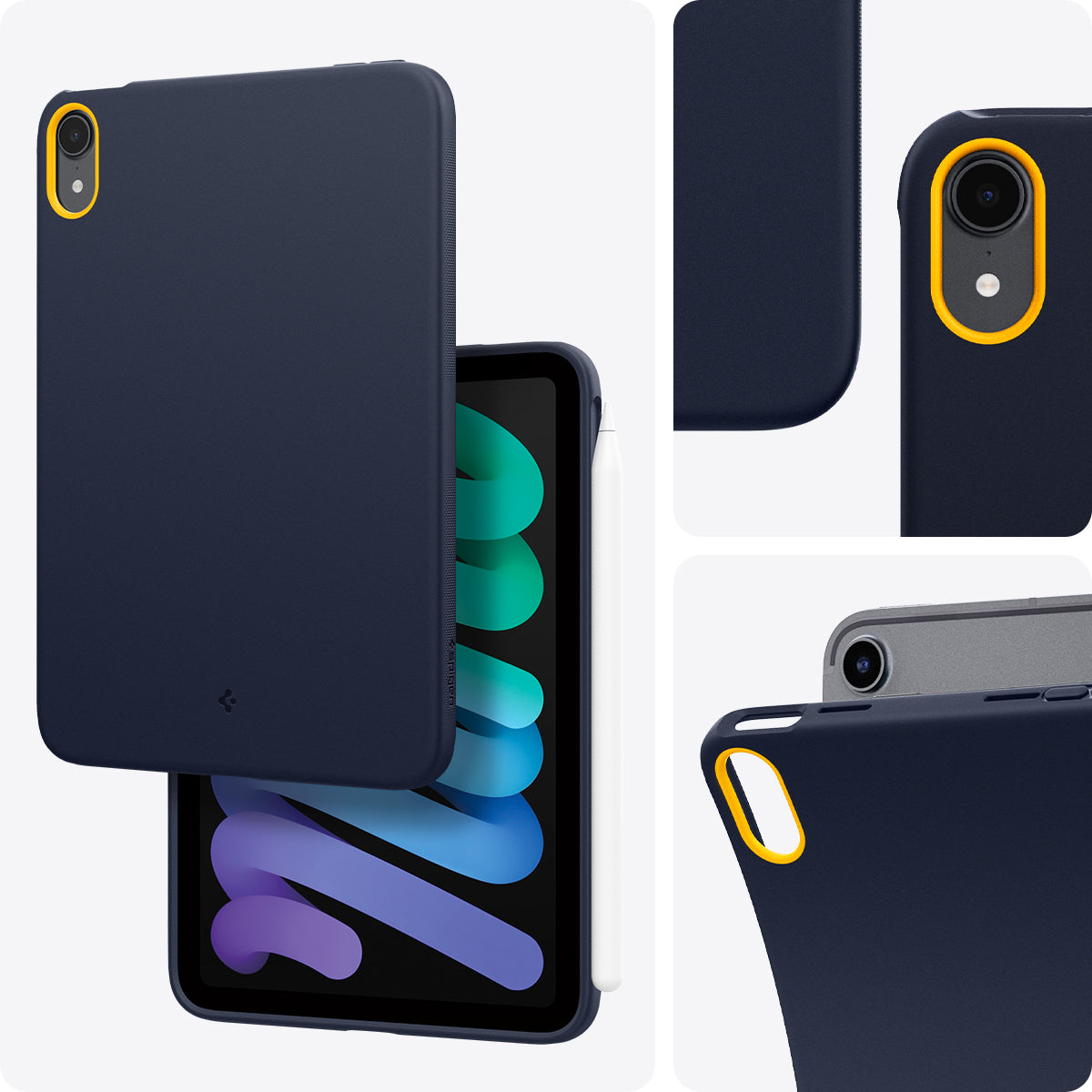 Hülle für iPad Mini 7 gen. 2024 / 6 gen. 2021, Spigen Nano Pop, Dunkelblau-Gelb