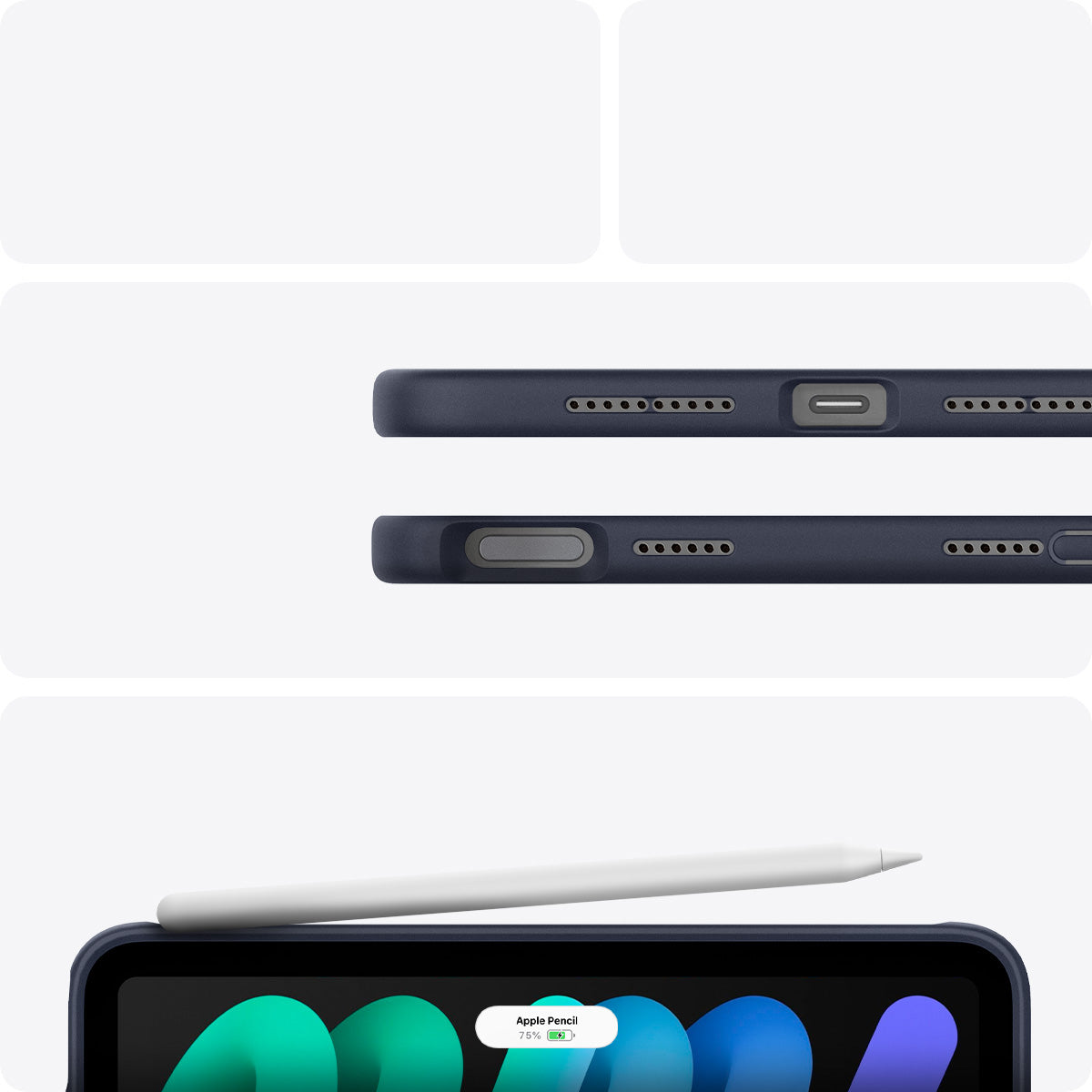Hülle für iPad Mini 7 gen. 2024 / 6 gen. 2021, Spigen Nano Pop, Dunkelblau-Gelb