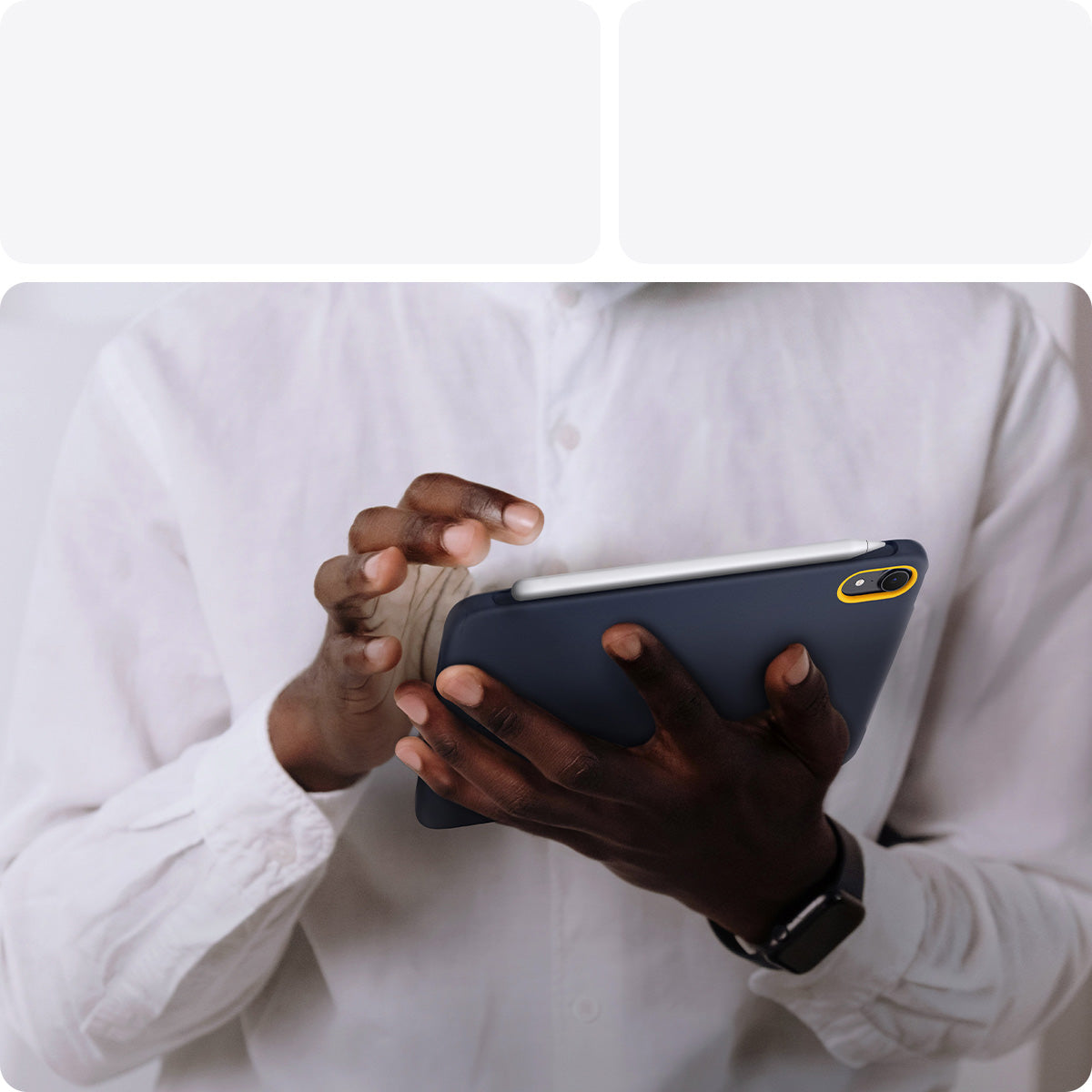Hülle für iPad Mini 7 gen. 2024 / 6 gen. 2021, Spigen Nano Pop, Dunkelblau-Gelb