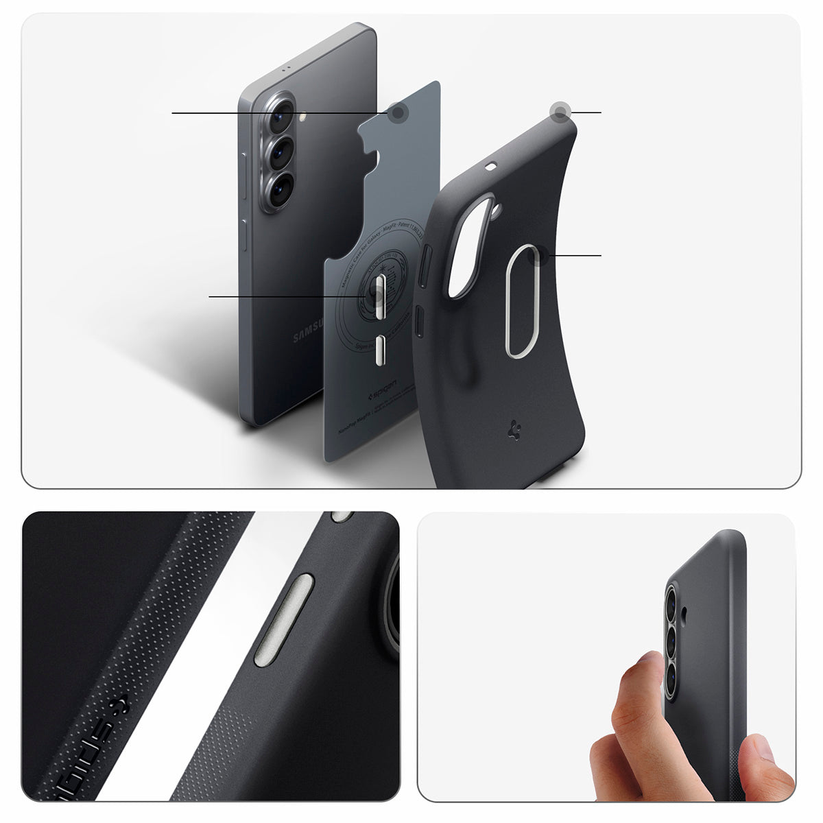 Handyhülle für Galaxy S26, Spigen Nano Pop Mag mit MagSafe, Schwarz-Grau