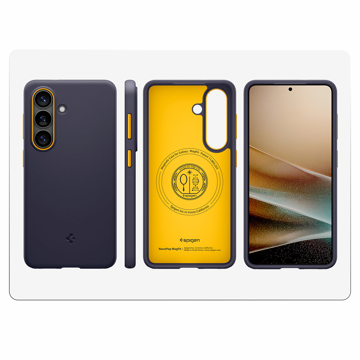 Handyhülle für Galaxy S26, Spigen Nano Pop Mag mit MagSafe, Dunkelblau und Gelb