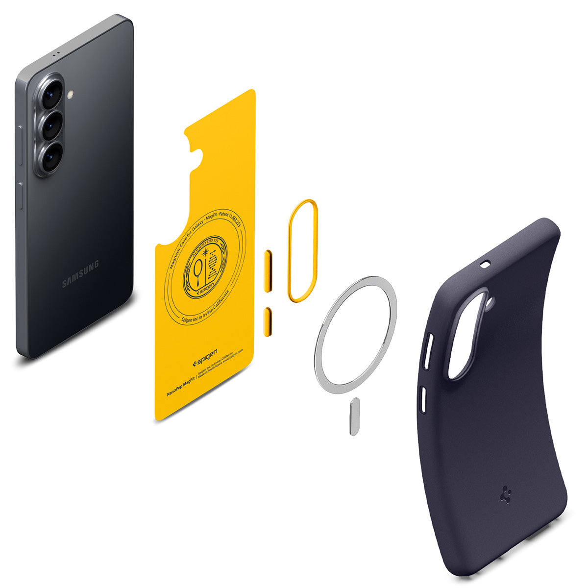 Handyhülle für Galaxy S26, Spigen Nano Pop Mag mit MagSafe, Dunkelblau und Gelb