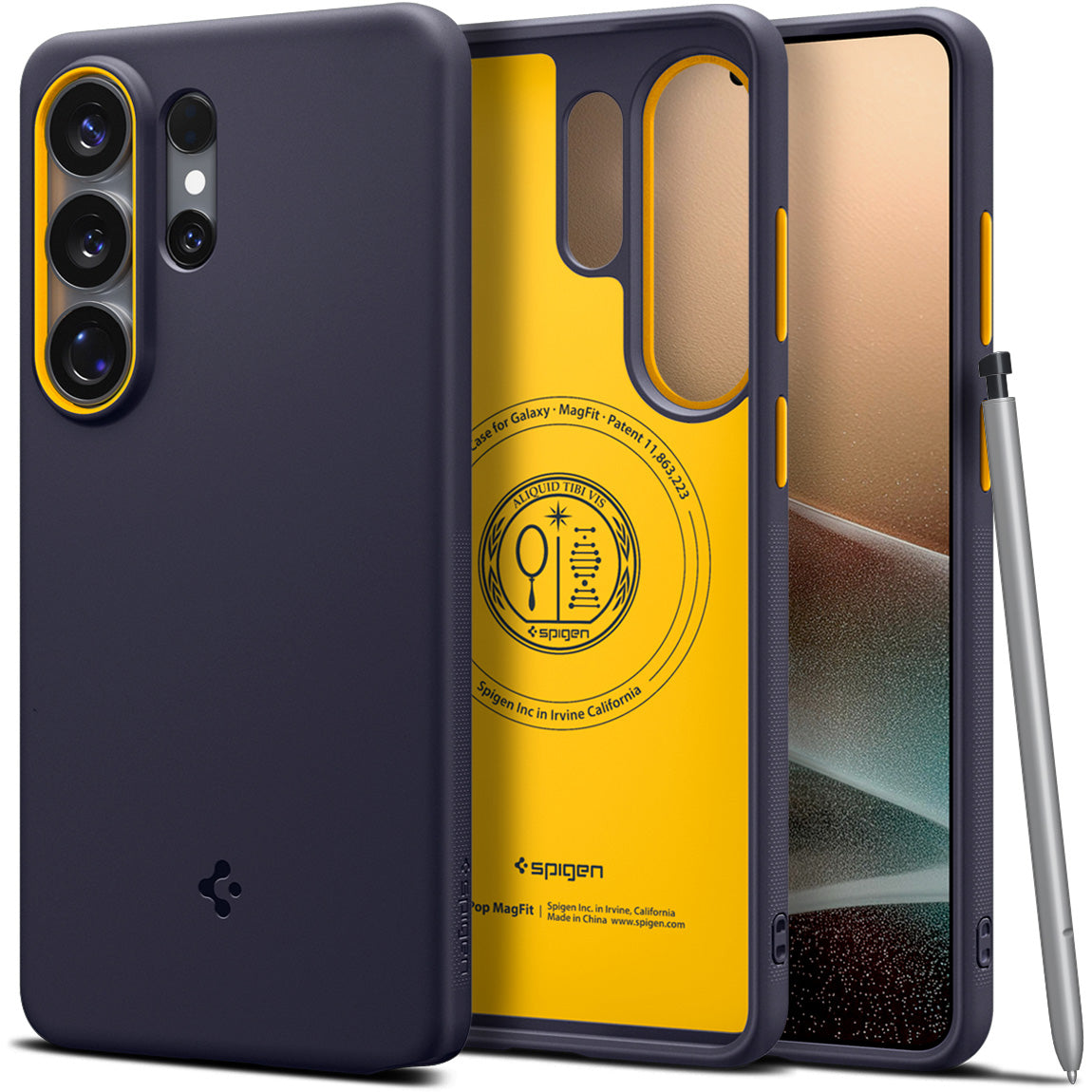 Handyhülle für Galaxy S26 Ultra, Spigen Nano Pop Mag mit MagSafe, Dunkelblau-Gelb