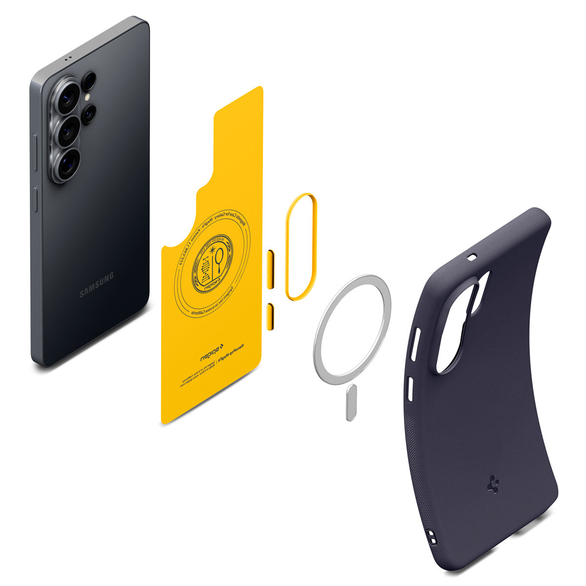 Handyhülle für Galaxy S26 Ultra, Spigen Nano Pop Mag mit MagSafe, Dunkelblau-Gelb