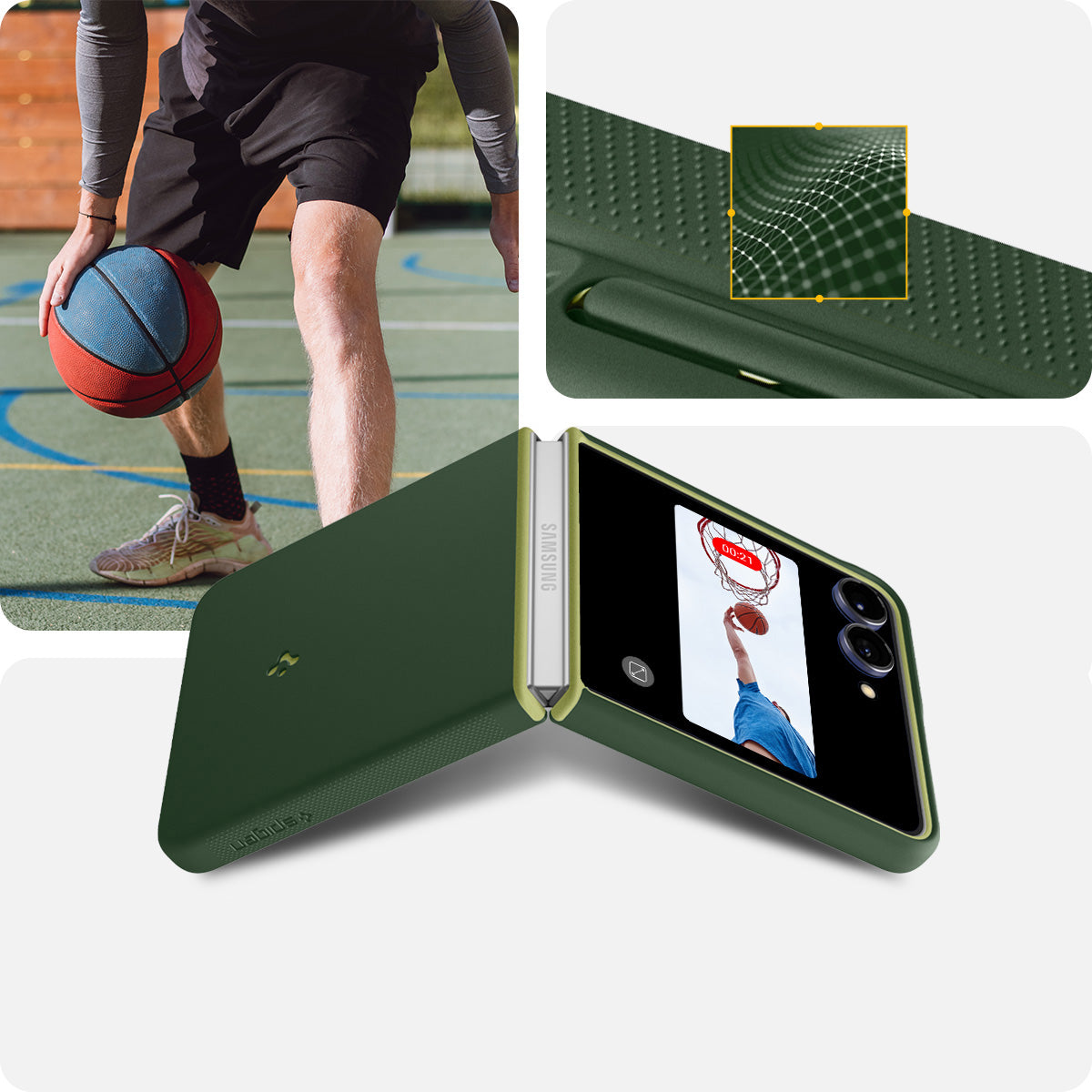 Handyhülle für Galaxy Z Flip7, Spigen Nano Pop Mag mit MagSafe, Grün