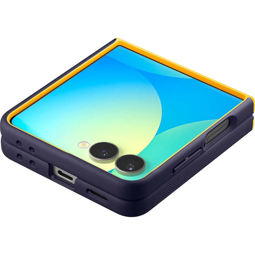 Handyhülle für Galaxy Z Flip7, Spigen Nano Pop Mag mit MagSafe, Dunkelblau und Gelb