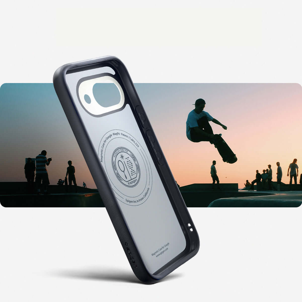 Handyhülle für Google Pixel 9a, Spigen Nano Pop Mag mit MagSafe, Schwarz-Grau
