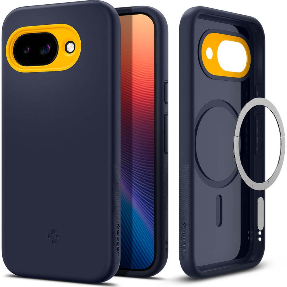 Handyhülle für Google Pixel 9a, Spigen Nano Pop Mag mit MagSafe, Dunkelblau-Gelb